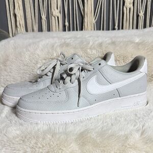 Nike Light Gray and White Air Force 1 Sneakers